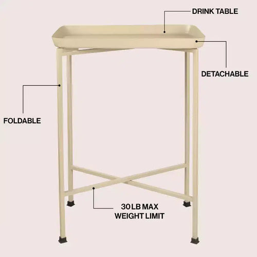 26.25 Table d'appoint et bout de canapé rectangulaire pliable en métal, style industriel classique, avec plateau amovible