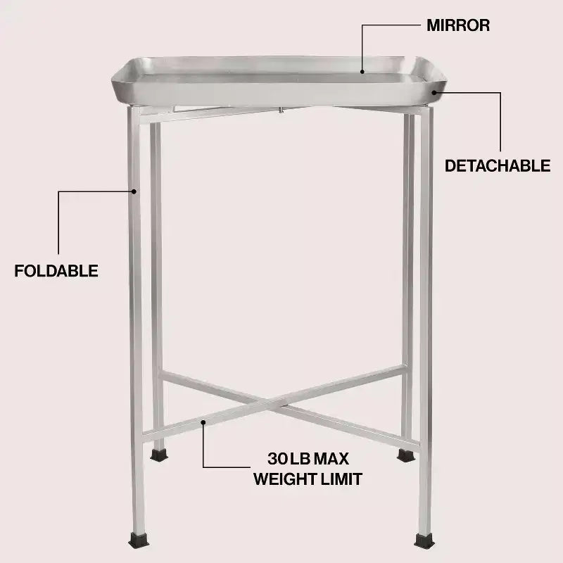Y Sterling 26.25 Industrial Classic Metal Foldable Rectangular End Table & Side Table with Removable Tray Top