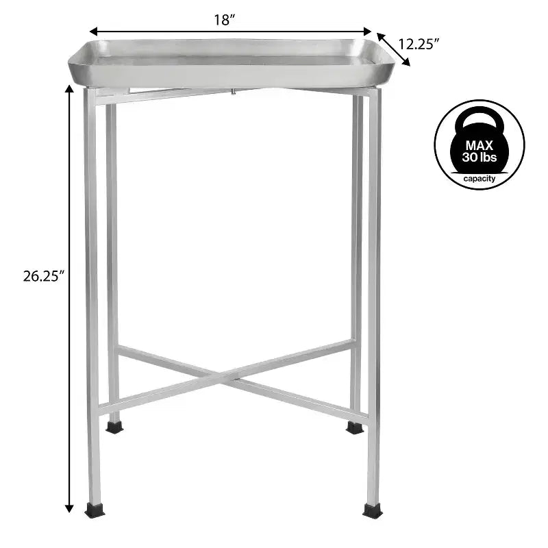 Y Sterling 26.25 Industrial Classic Metal Foldable Rectangular End Table & Side Table with Removable Tray Top
