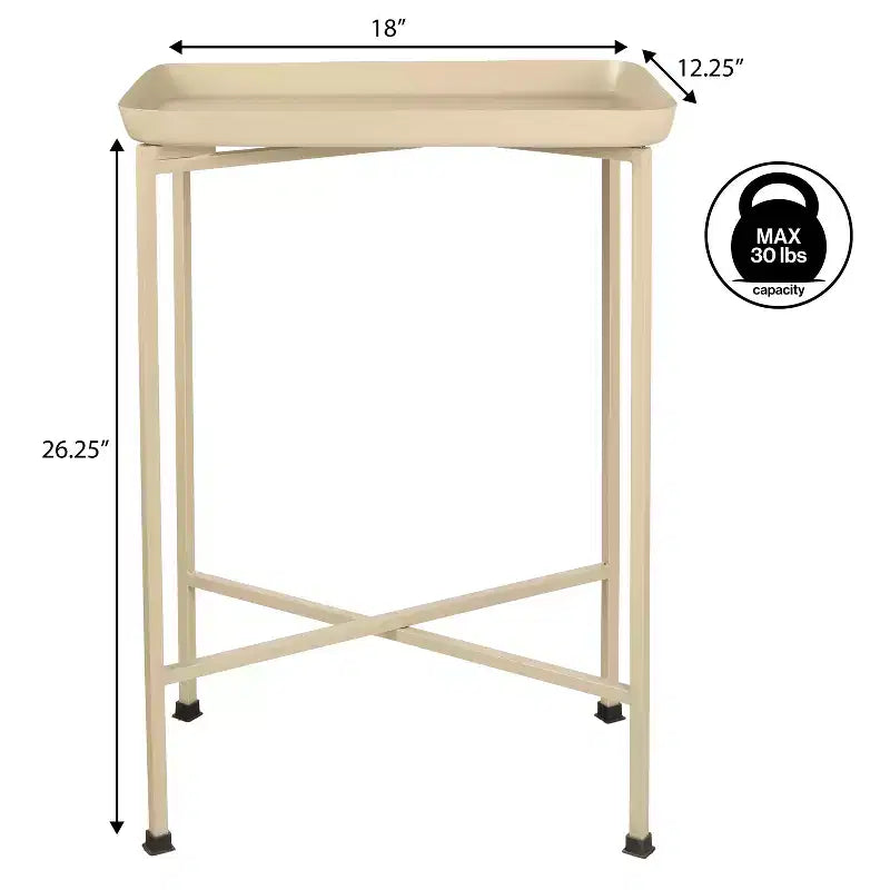 Y Sterling 26.25 Industrial Classic Metal Foldable Rectangular End Table & Side Table with Removable Tray Top