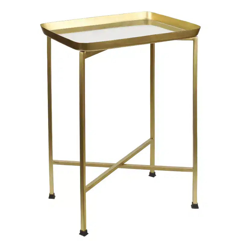 Y Sterling 26.25 Industrial Classic Metal Foldable Rectangular End Table & Side Table with Removable Tray Top