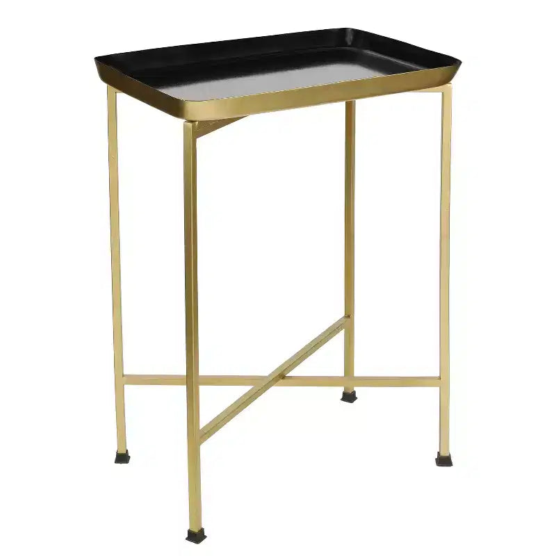 Y Sterling 26.25 Industrial Classic Metal Foldable Rectangular End Table & Side Table with Removable Tray Top