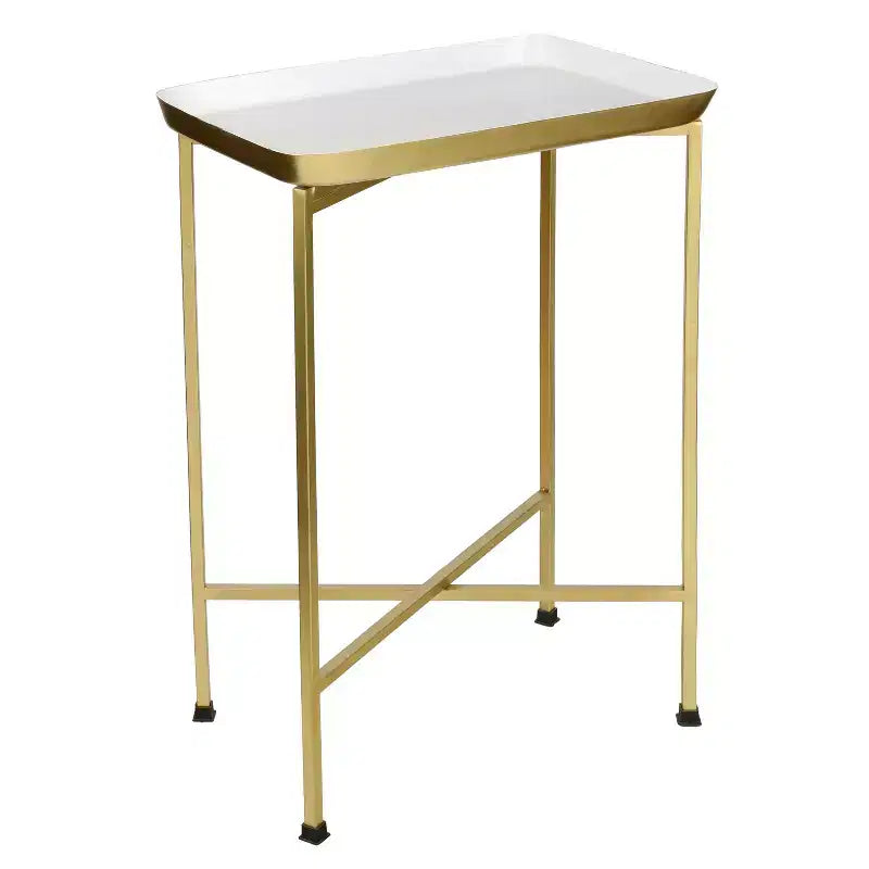 Y Sterling 26.25 Industrial Classic Metal Foldable Rectangular End Table & Side Table with Removable Tray Top