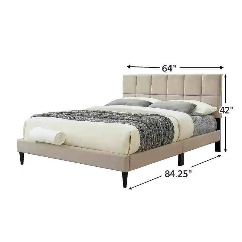 GDFStudio Nora Modern Queen Size Upholstered Bed with Headboard