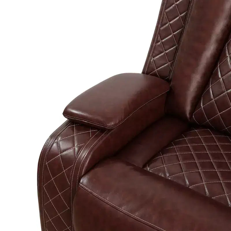 Power Reclining Loveseat Sofa, Electric 2-Seat Leather Recliner with USB Charging, Storage & Cup Holders for Living Room, Brown