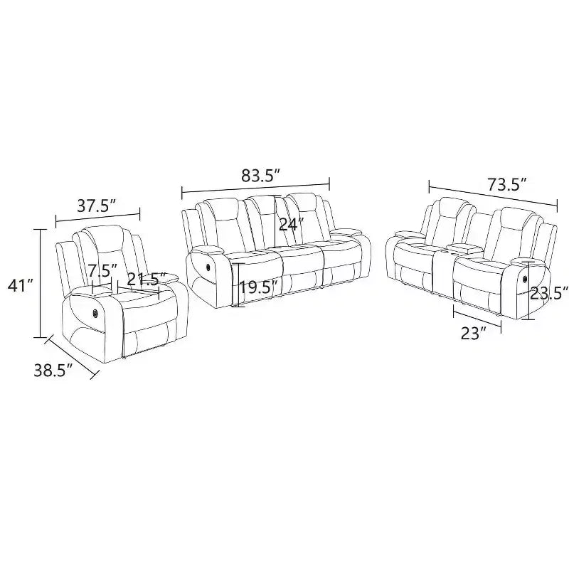Power Reclining Loveseat Sofa, Electric 2-Seat Leather Recliner with USB Charging, Storage & Cup Holders for Living Room, Brown