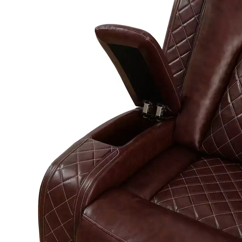 Power Reclining Loveseat Sofa, Electric 2-Seat Leather Recliner with USB Charging, Storage & Cup Holders for Living Room, Brown