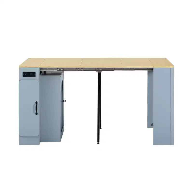 Okak 59IN Extendable Dining Table with Removable Middle Leaves, Kitchen Table with Power Outlet, Dinner Table for Dining Room