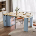 Okak 59IN Extendable Dining Table with Removable Middle Leaves, Kitchen Table with Power Outlet, Dinner Table for Dining Room
