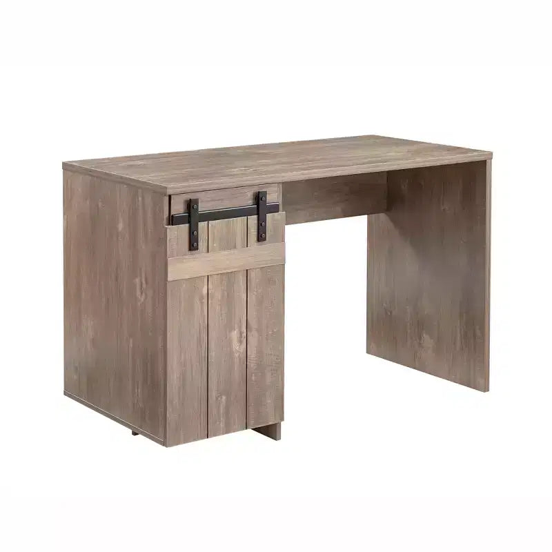 Okak 47.25IN Farmhouse Home Office Desks, Computer Desk with 1 Faux Barn Door and 3-Tier Shelves, Standing Desk for Home, Office