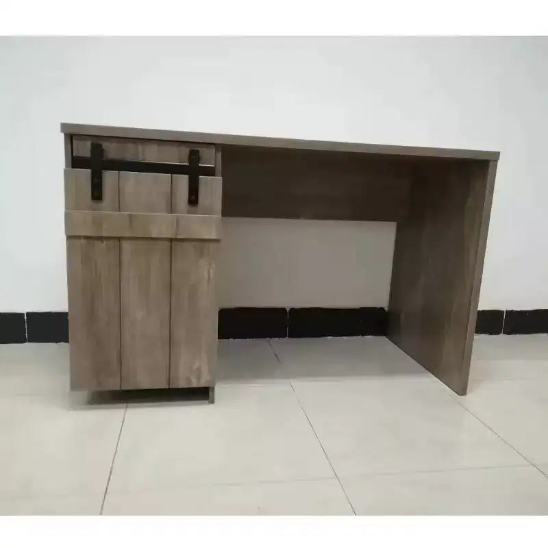 Okak 47.25IN Farmhouse Home Office Desks, Computer Desk with 1 Faux Barn Door and 3-Tier Shelves, Standing Desk for Home, Office