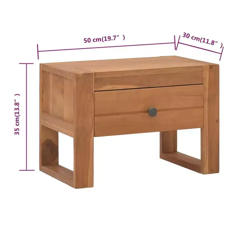 Bedside Cabinet 19.7x11.8x13.8 Solid Teak Wood