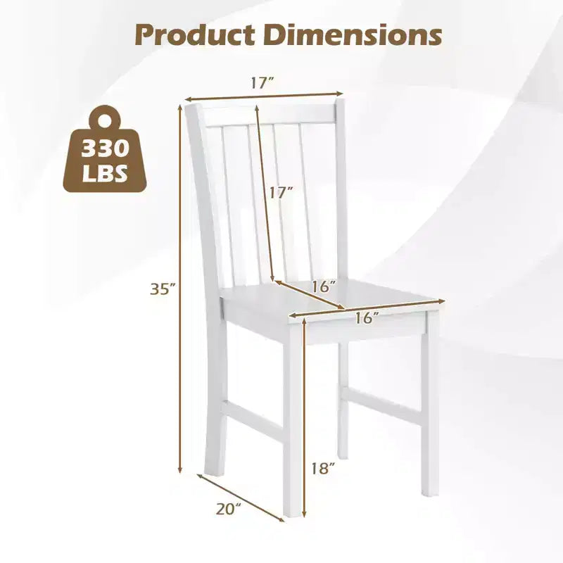 Rustic Dining Chairs Set of 2 with Slat Tilt Backrest, Wide Seat, Rubber Wood Legs White/Black
