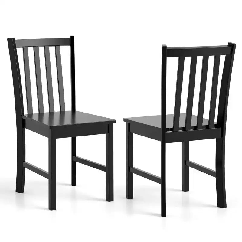 Costway Rustic Dining Chairs Set of 2 with Slat Tilt Backrest, Wide Seat, Rubber Wood Legs White/Black
