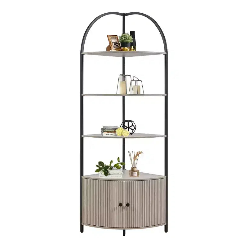 Rosary Blenn Corner Storage Shelf Stand with Cabinet