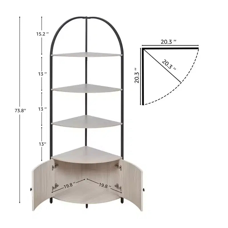 Rosary Blenn Corner Storage Shelf Stand with Cabinet