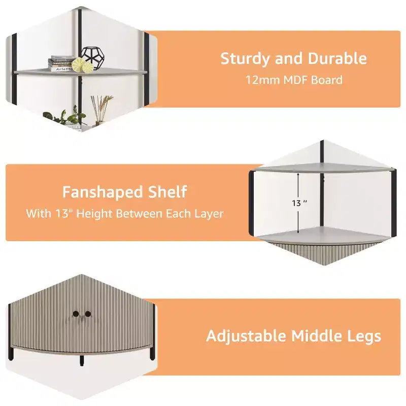 Rosary Blenn Corner Storage Shelf Stand with Cabinet