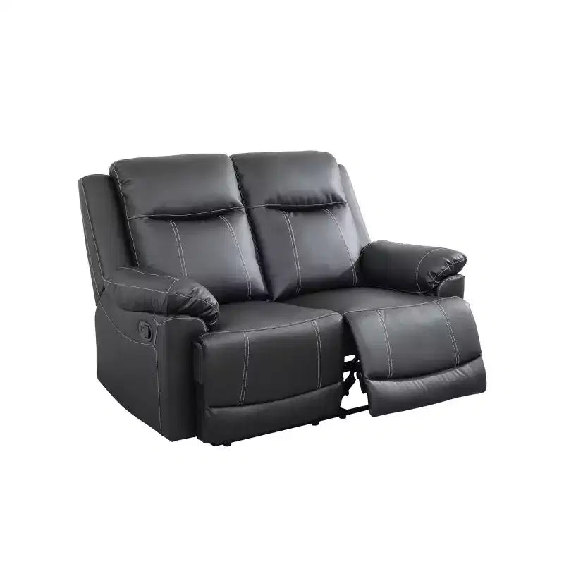 Reclining Loveseat, 2-Seat Breathable Semi-PU Leather Recliner with Adjustable Backrests for Living Room, Black