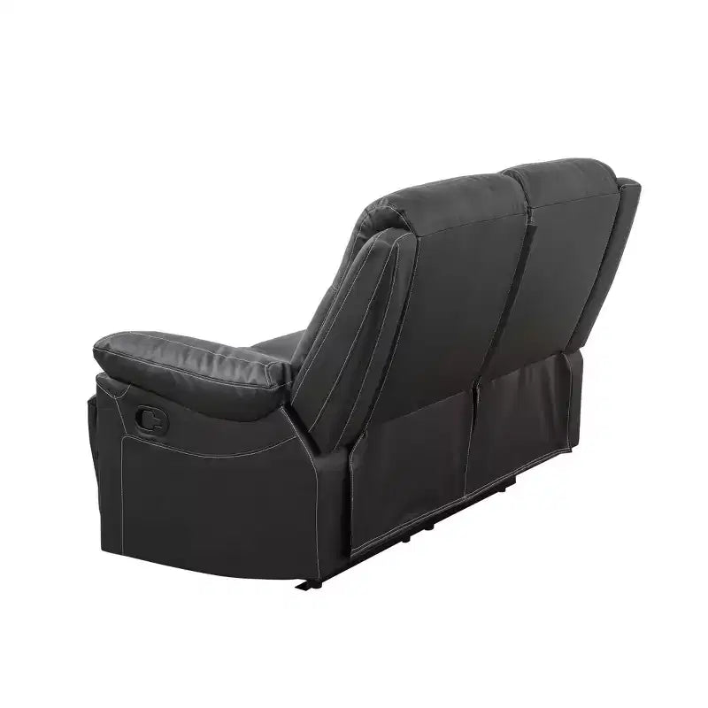 Reclining Loveseat, 2-Seat Breathable Semi-PU Leather Recliner with Adjustable Backrests for Living Room, Black