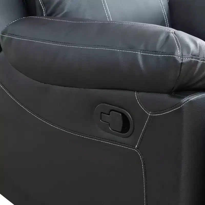 Reclining Loveseat, 2-Seat Breathable Semi-PU Leather Recliner with Adjustable Backrests for Living Room, Black