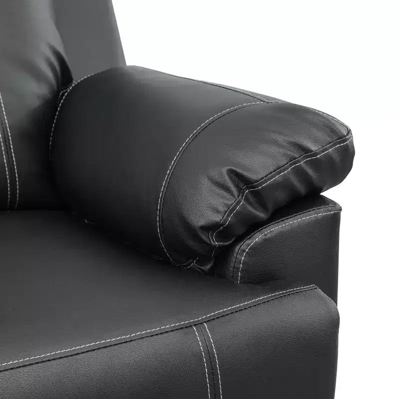 Reclining Loveseat, 2-Seat Breathable Semi-PU Leather Recliner with Adjustable Backrests for Living Room, Black