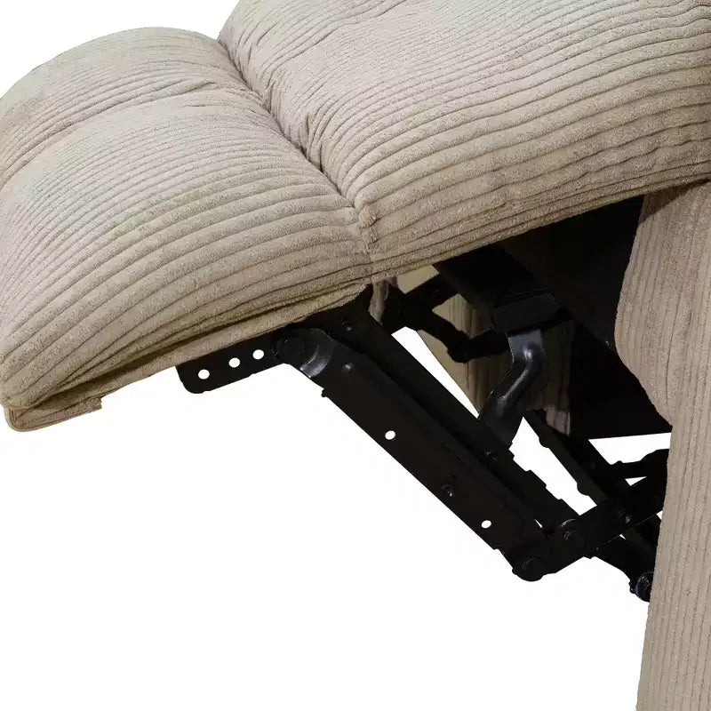Reclining Sofa, 3-Seat Corduroy Fabric Recliner with Adjustable Backrests for Living Room, Beige