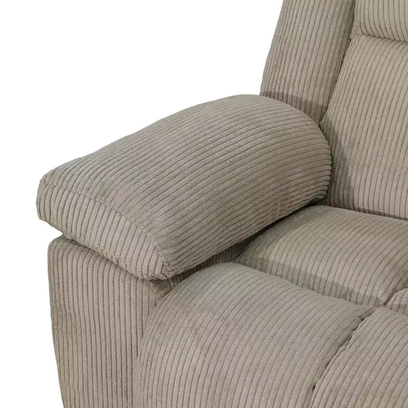 Reclining Sofa, 3-Seat Corduroy Fabric Recliner with Adjustable Backrests for Living Room, Beige