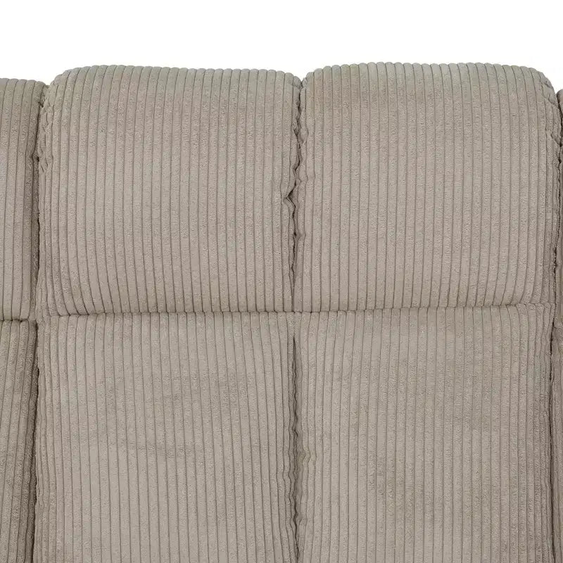 Reclining Sofa, 3-Seat Corduroy Fabric Recliner with Adjustable Backrests for Living Room, Beige