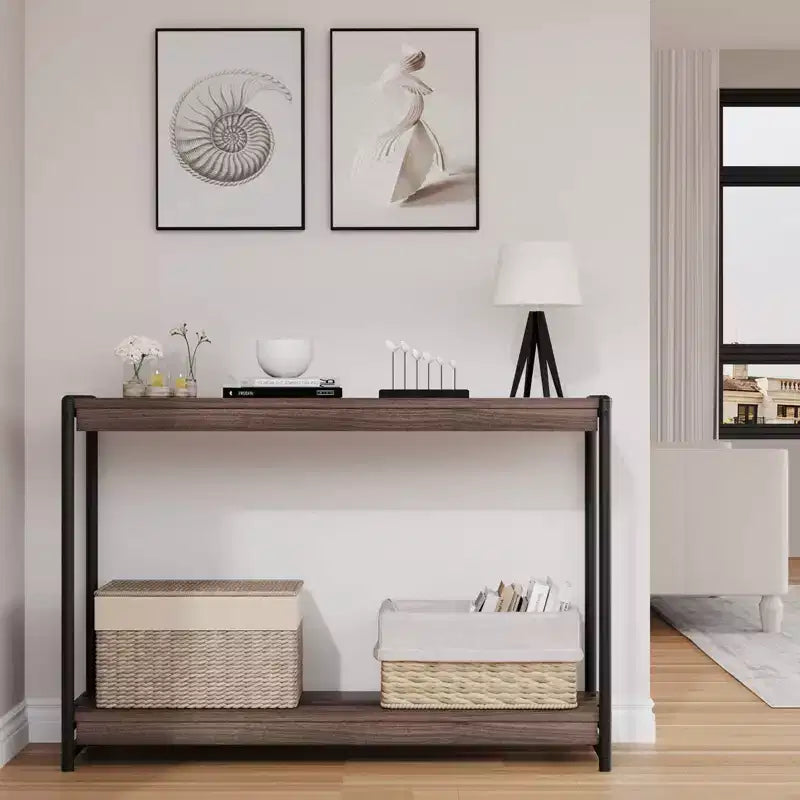 40 2-Tier Console Table Sofa Table with Open Shelf (50lbs Capacity, for Entryway/Living Room/Hallway)