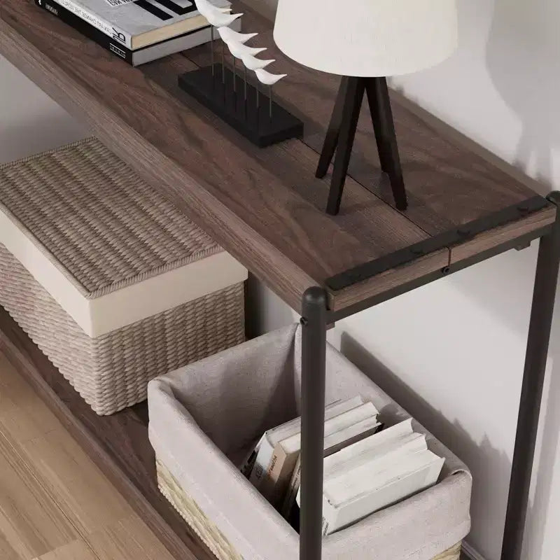 40 2-Tier Console Table Sofa Table with Open Shelf (50lbs Capacity, for Entryway/Living Room/Hallway)