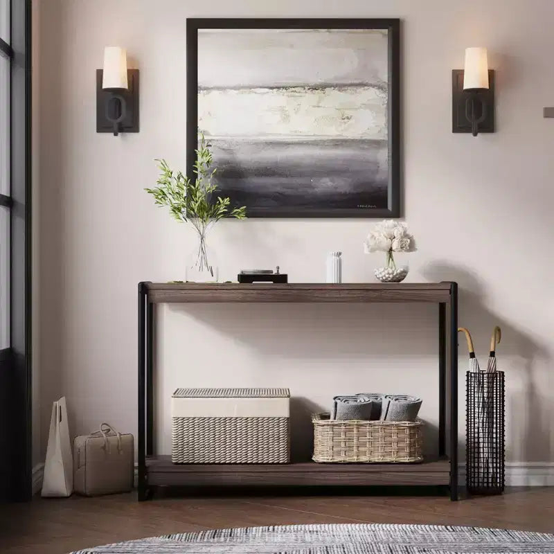 40 2-Tier Console Table Sofa Table with Open Shelf (50lbs Capacity, for Entryway/Living Room/Hallway)