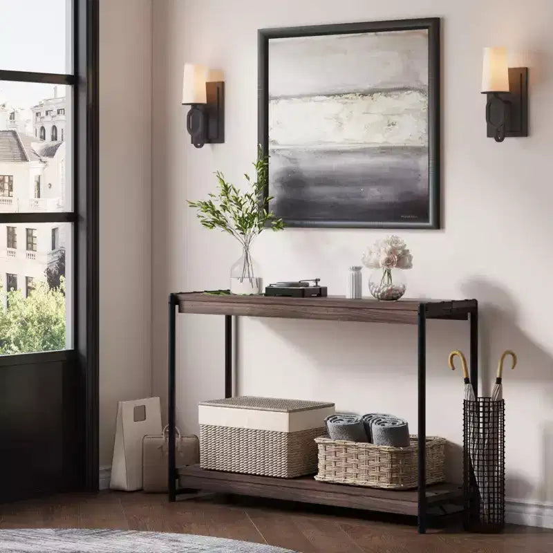 40 2-Tier Console Table Sofa Table with Open Shelf (50lbs Capacity, for Entryway/Living Room/Hallway)