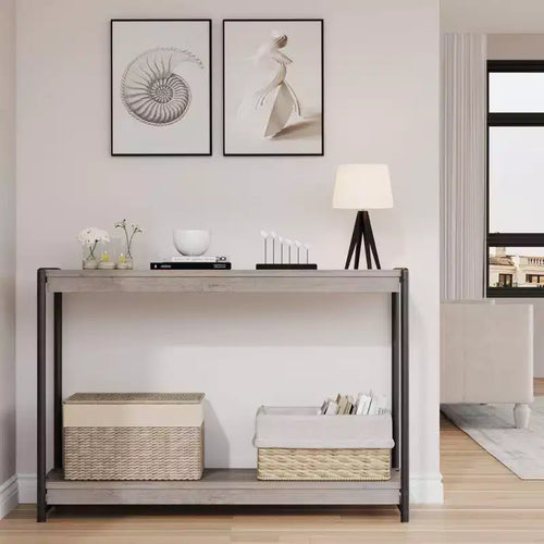 40 2-Tier Console Table Sofa Table with Open Shelf (50lbs Capacity, for Entryway/Living Room/Hallway)