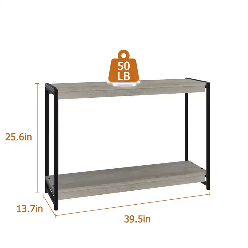 40 2-Tier Console Table Sofa Table with Open Shelf (50lbs Capacity, for Entryway/Living Room/Hallway)