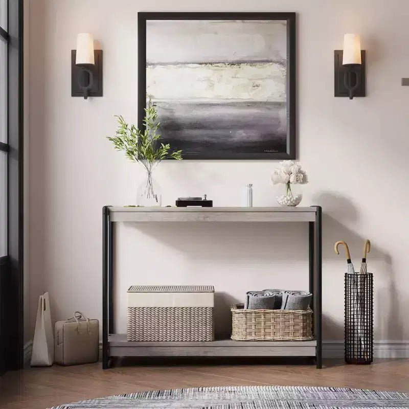 40 2-Tier Console Table Sofa Table with Open Shelf (50lbs Capacity, for Entryway/Living Room/Hallway)