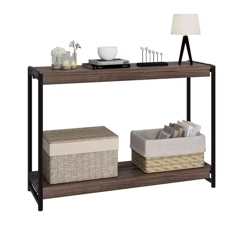 40 2-Tier Console Table Sofa Table with Open Shelf (50lbs Capacity, for Entryway/Living Room/Hallway)