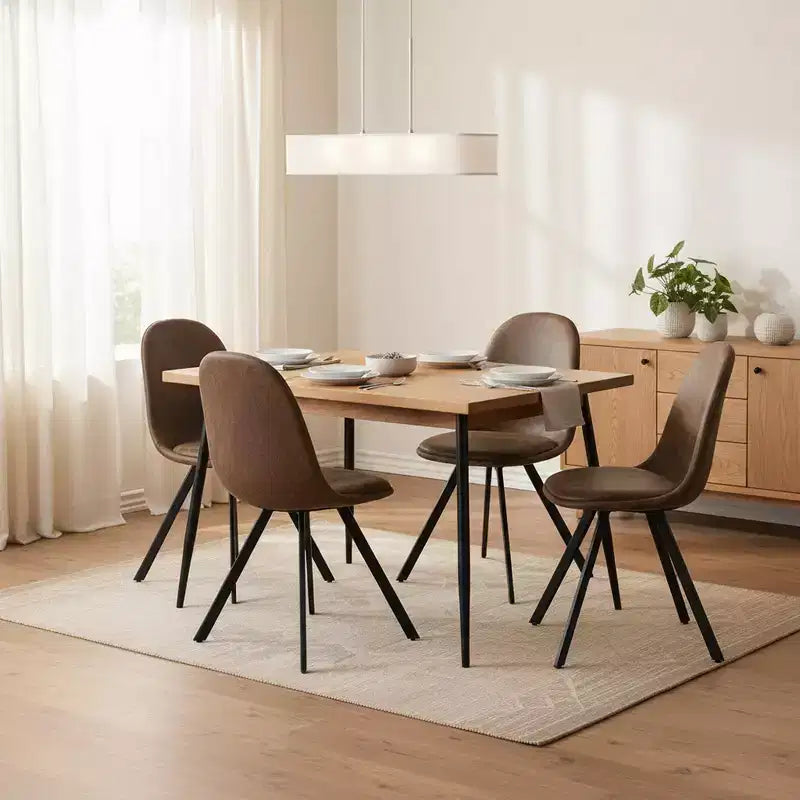 Homy Casa Set of 4 Suede Swivel Dining Chairs with 360 Rotation for Kitchen & Dining Room, Small Space, Brown