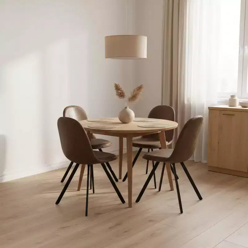 Set of 4 Suede Swivel Dining Chairs with 360 Rotation for Kitchen & Dining Room, Small Space, Brown