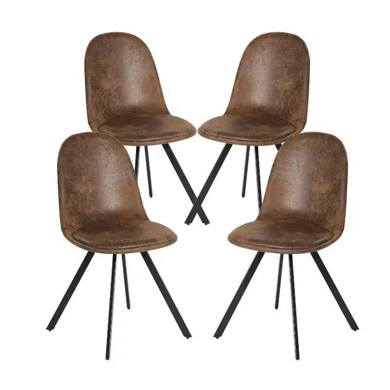 Set of 4 Suede Swivel Dining Chairs with 360 Rotation for Kitchen & Dining Room, Small Space, Brown