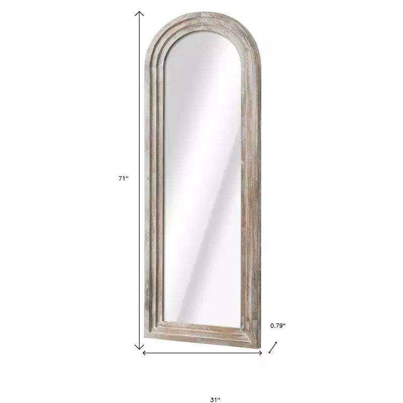 HomeRoots 71 White Solid Wood Arch Freestanding Framed Full Length Mirror
