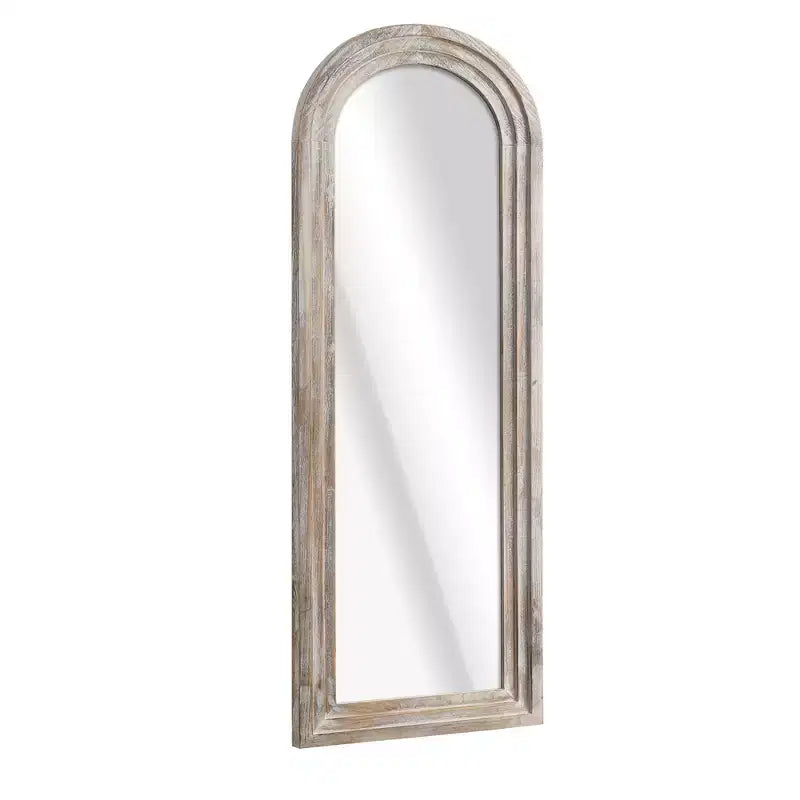HomeRoots 71 White Solid Wood Arch Freestanding Framed Full Length Mirror