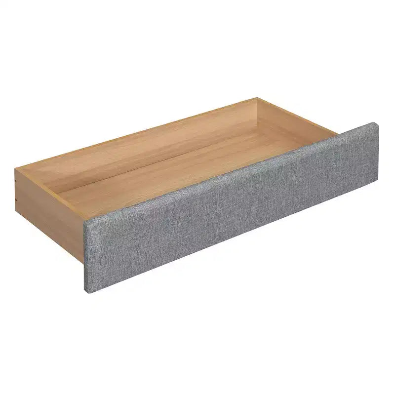 Upholstered Queen Platform Bed with Storage Drawers, Shelves, Trundle & Reading Lights