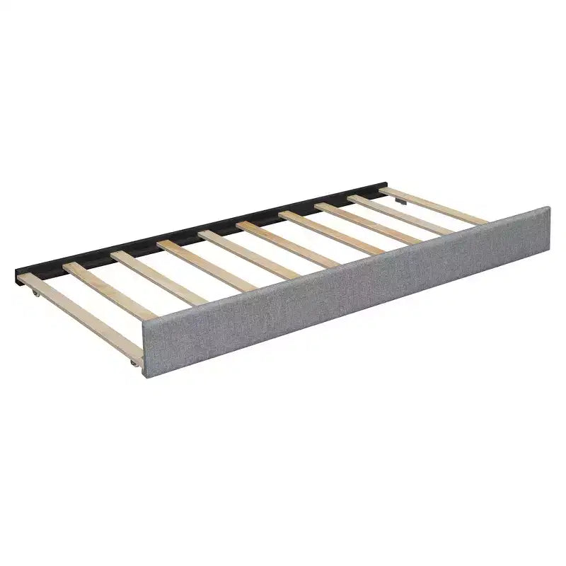 Upholstered Queen Platform Bed with Storage Drawers, Shelves, Trundle & Reading Lights