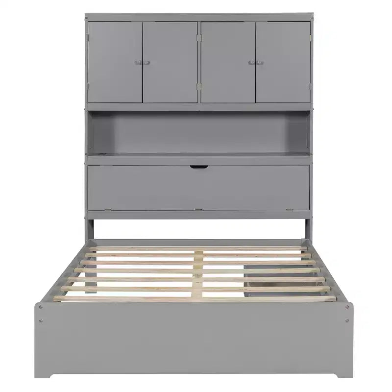 Full Size Platform Bed Frame with Drawers, Wooden Platform Bed with Storage Headboard and USB