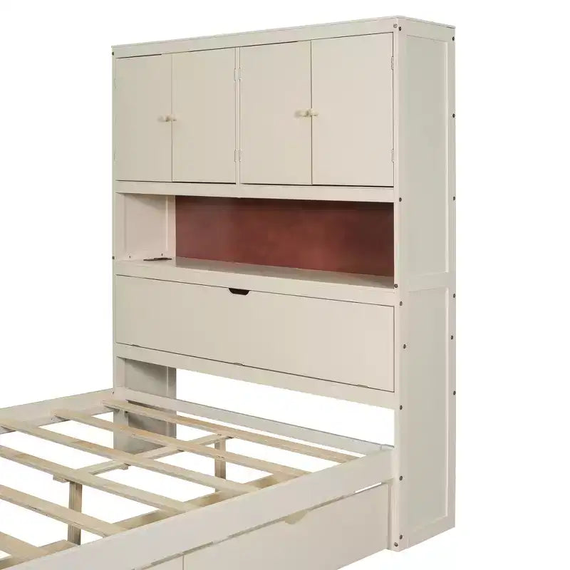 Full Size Platform Bed Frame with Drawers, Wooden Platform Bed with Storage Headboard and USB