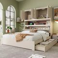 Full Size Platform Bed Frame with Drawers, Wooden Platform Bed with Storage Headboard and USB