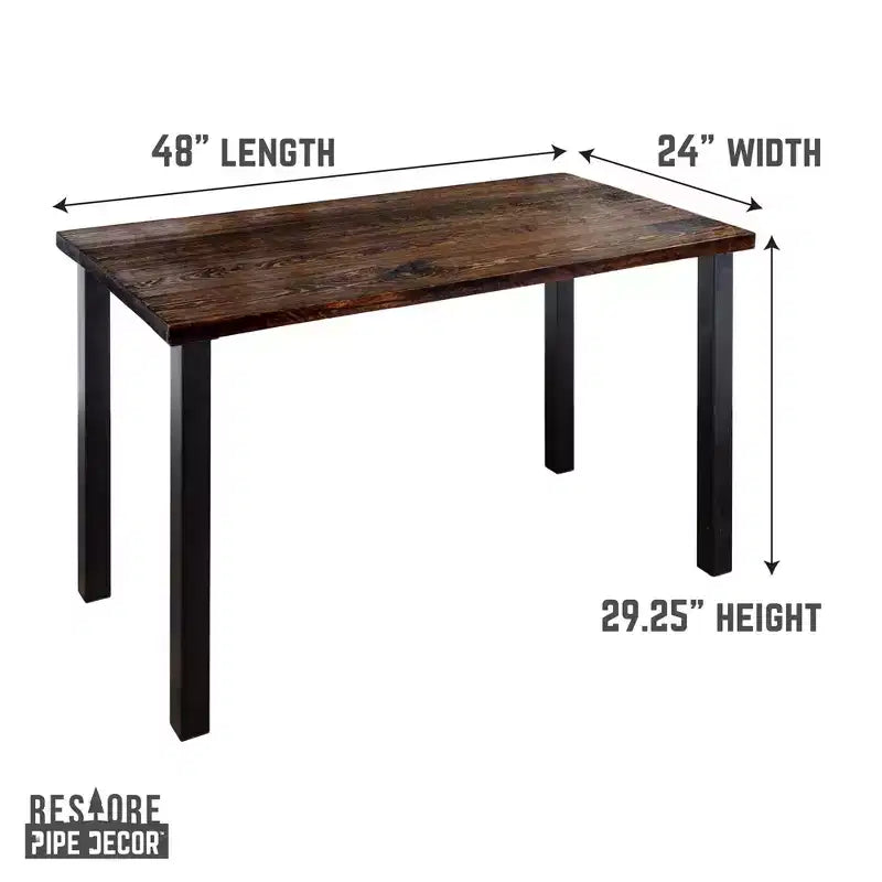 Black Solid Wood Desk with 28 in. High-Rise Legs