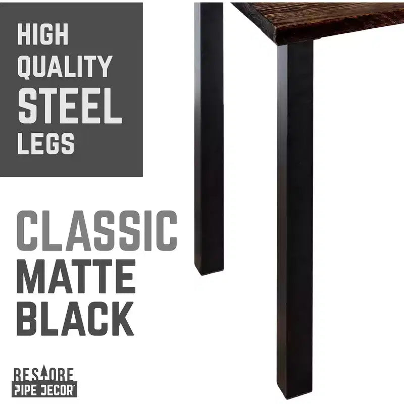 Black Solid Wood Desk with 28 in. High-Rise Legs