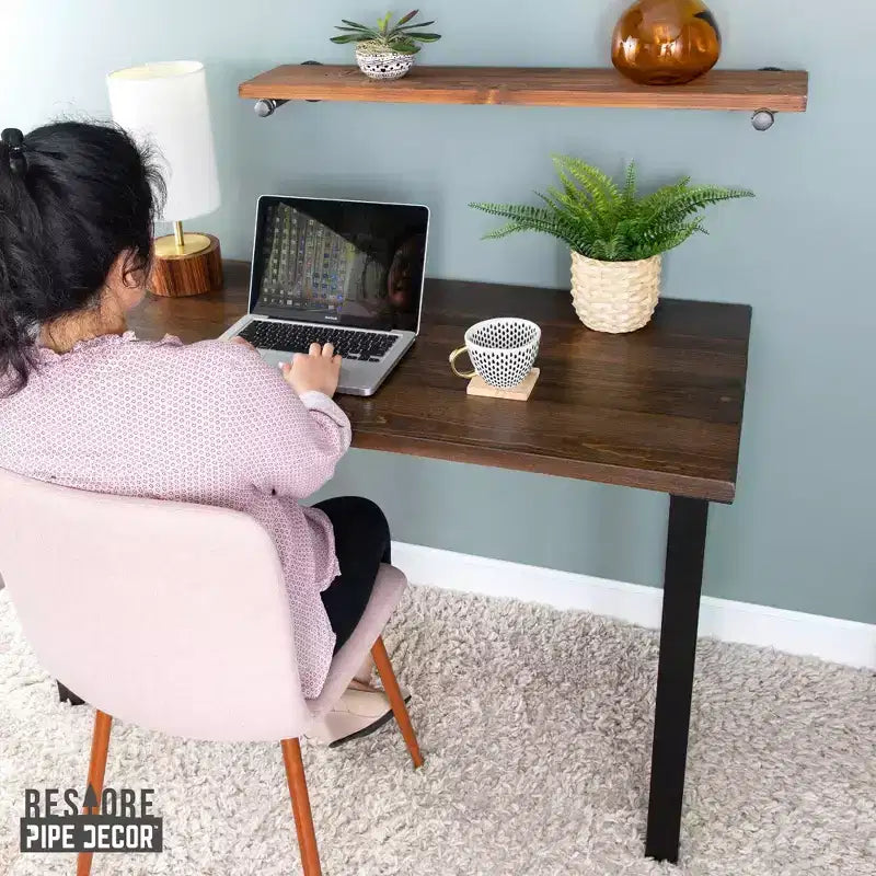 Black Solid Wood Desk with 28 in. High-Rise Legs