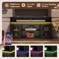 GALAXHERO Farmhouse TV Stand for 65 Inch TV with LED Lights, Rustic Entertainment Center with Storage Cabinets for Living Room or Bedroom